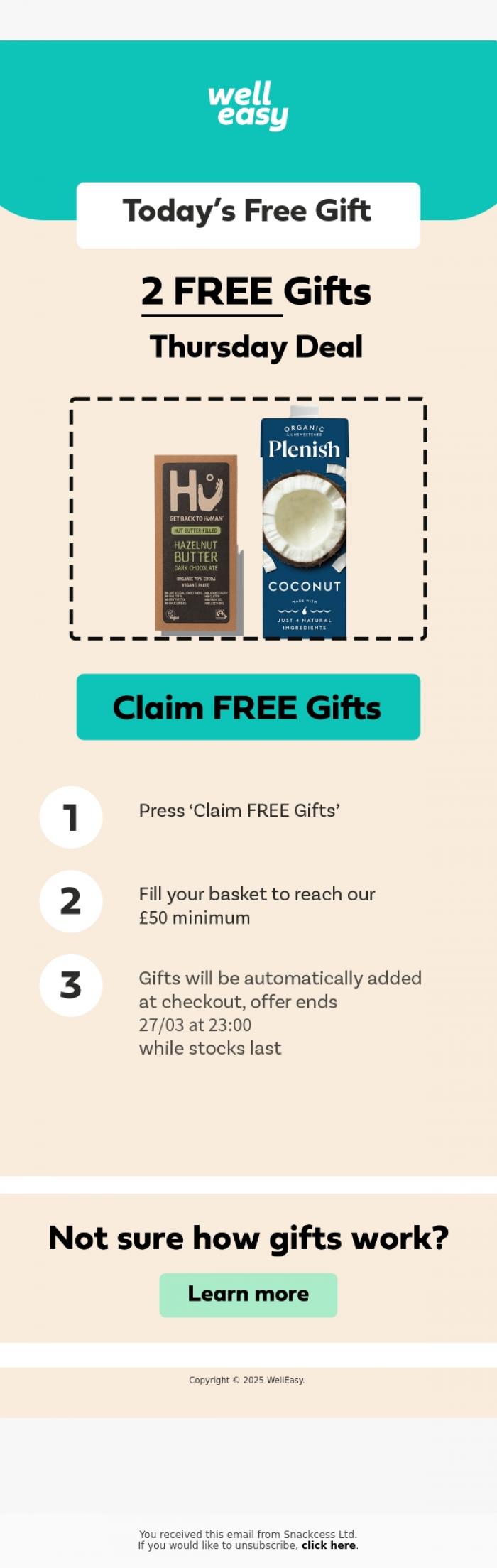 Email Design Inspiration from WellEasy, 2 FREE Gifts (&pound;6+ Value)