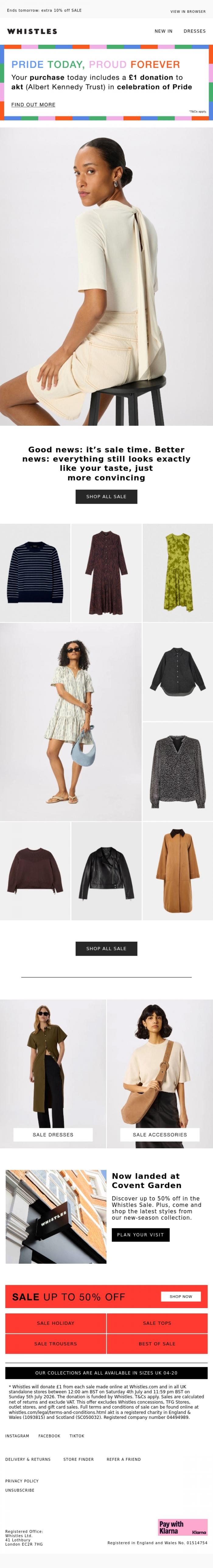 Email Design Inspiration from WHISTLES, Your exclusive SALE picks