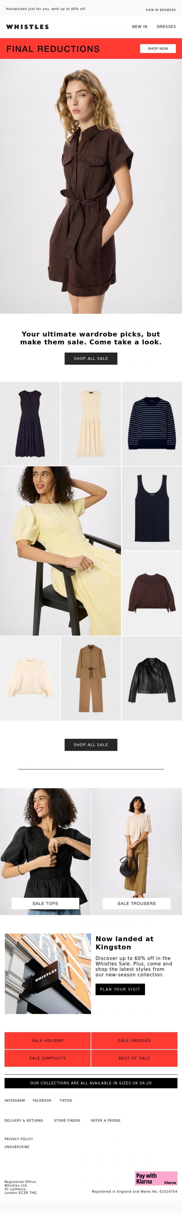 Email Design Inspiration from WHISTLES, Your SALE wishlist is calling