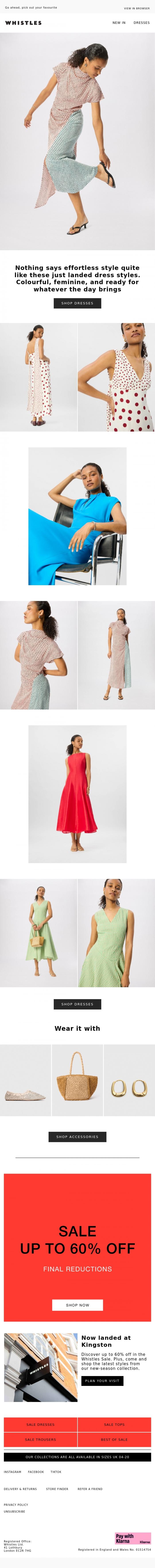 Email Design Inspiration from WHISTLES, The dress refresh