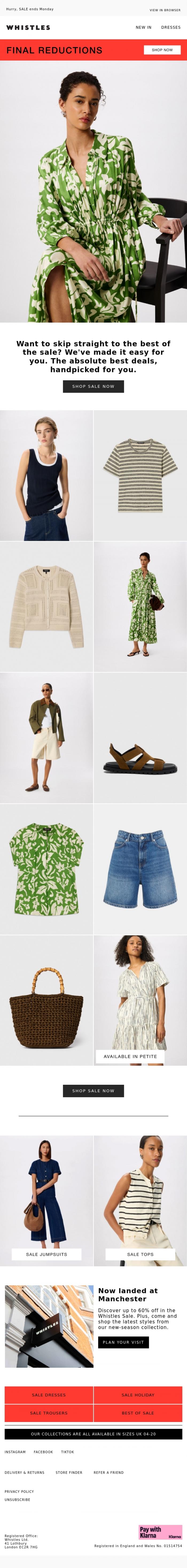 Email Design Inspiration from WHISTLES, The sale pieces worth your time