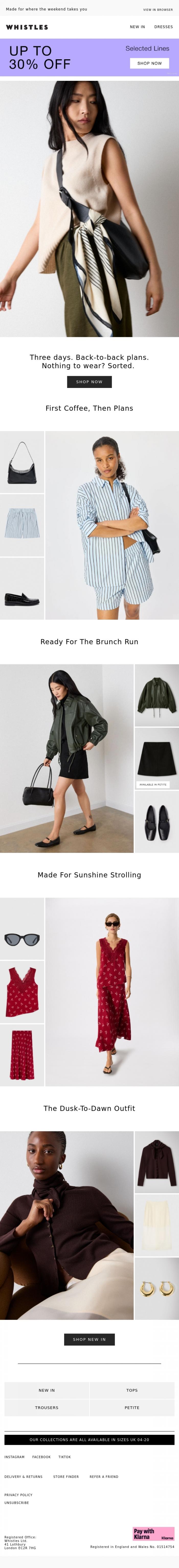 Email Design Inspiration from WHISTLES, Are you bank holiday ready?