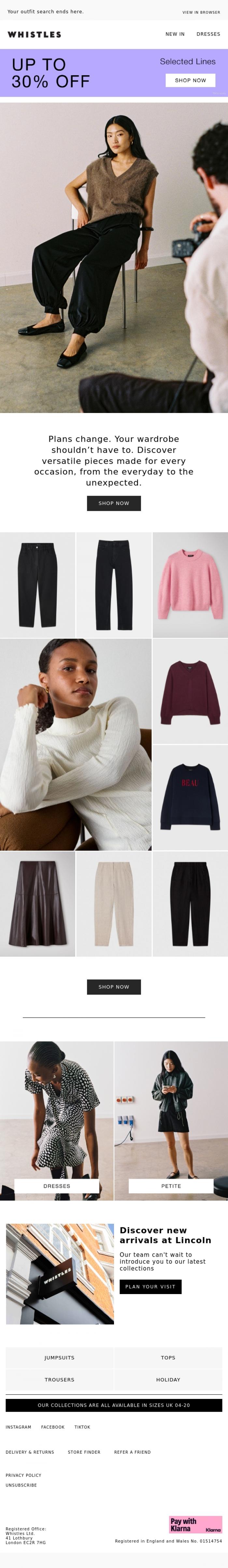 Email Design Inspiration from WHISTLES, Need something to wear?