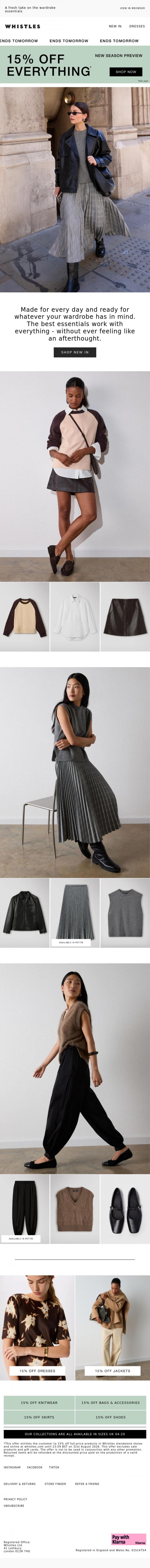 Email Design Inspiration from WHISTLES, The new classics have arrived