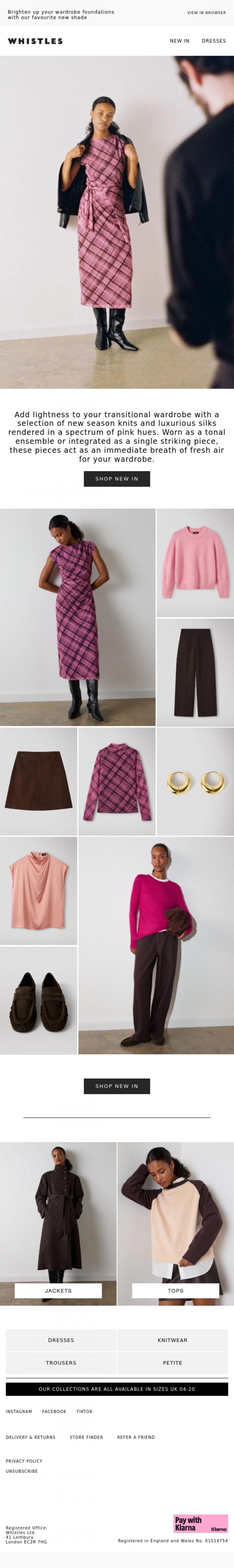 Email Design Inspiration from WHISTLES, Think pink - effortless, refined, essential