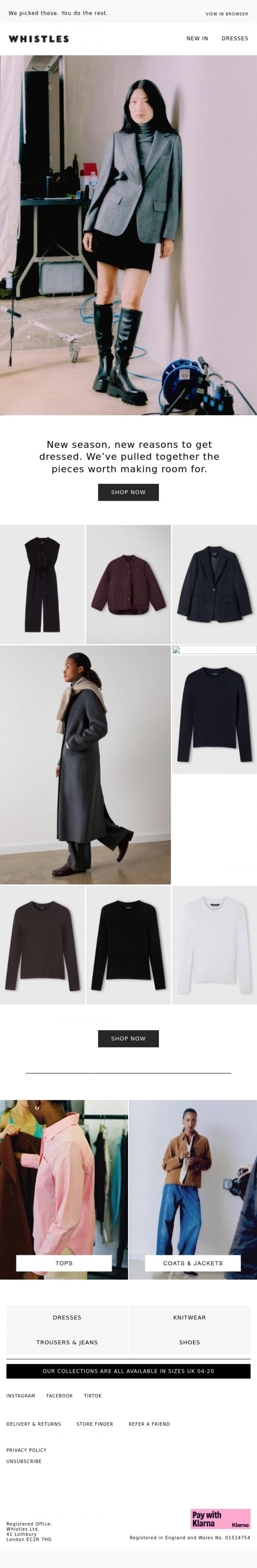 Email Design Inspiration from WHISTLES, A little edit, just for you