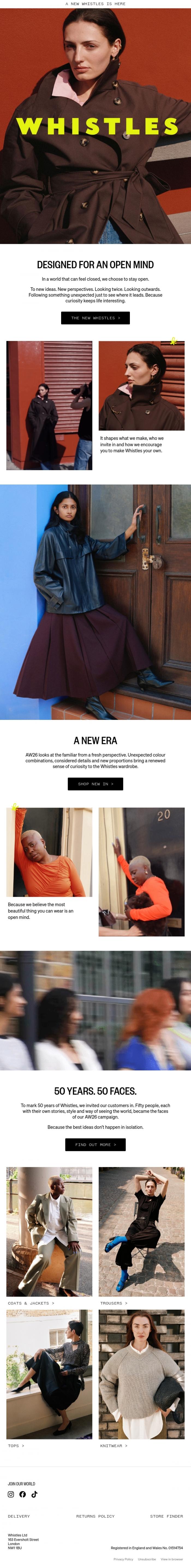 Email Design Inspiration from WHISTLES, Designed For An Open Mind
