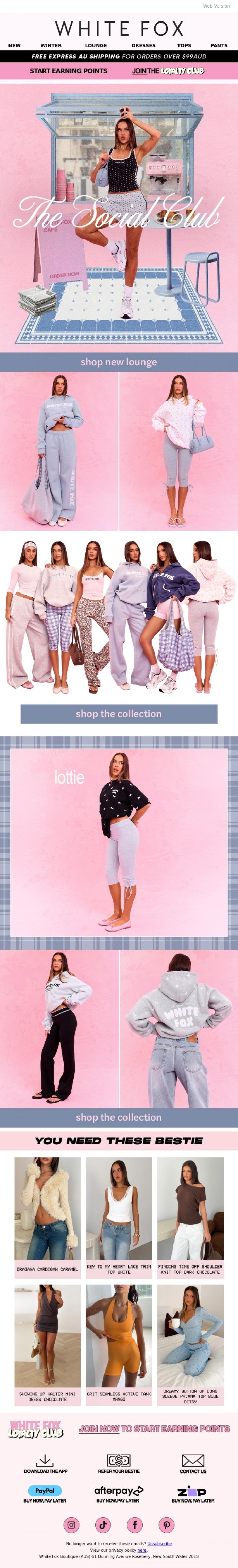 Email Design Inspiration from White Fox Boutique, Made plans to wear this lounge 🎀