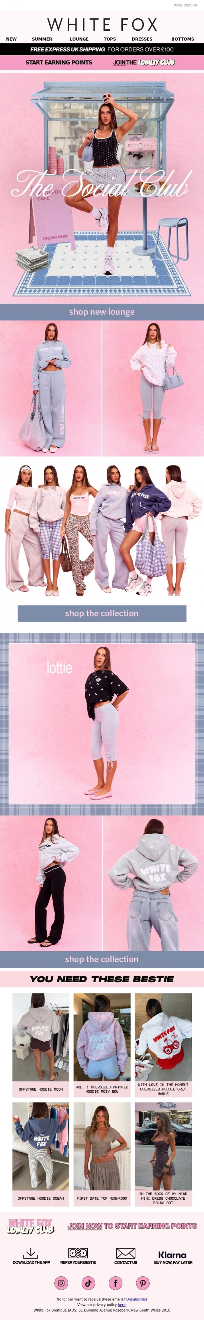 Email Design Inspiration from White Fox Boutique, Made plans to wear this lounge 🎀