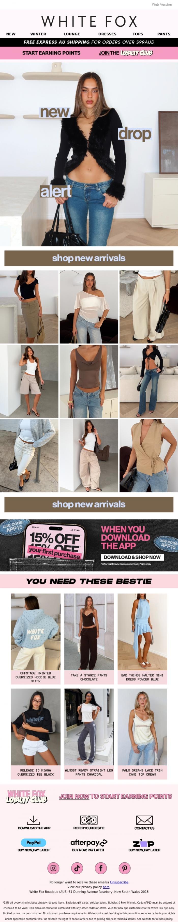 Email Design Inspiration from White Fox Boutique, Alert the group chat 💬
