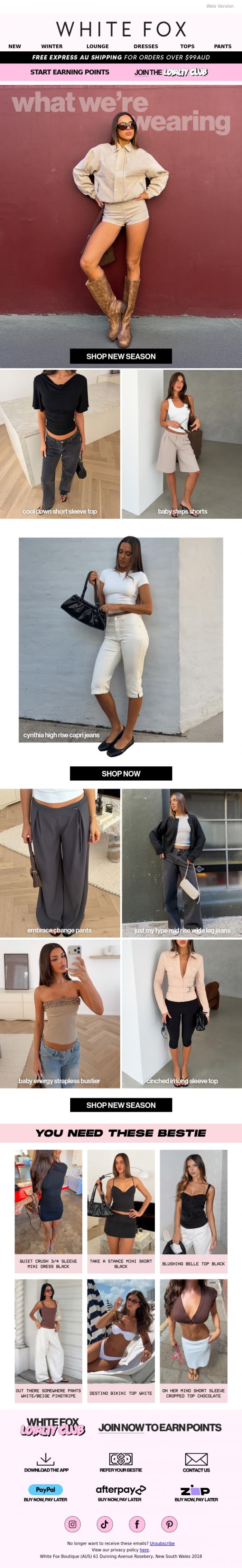 Email Design Inspiration from White Fox Boutique, What do we even wear rn? 🙃