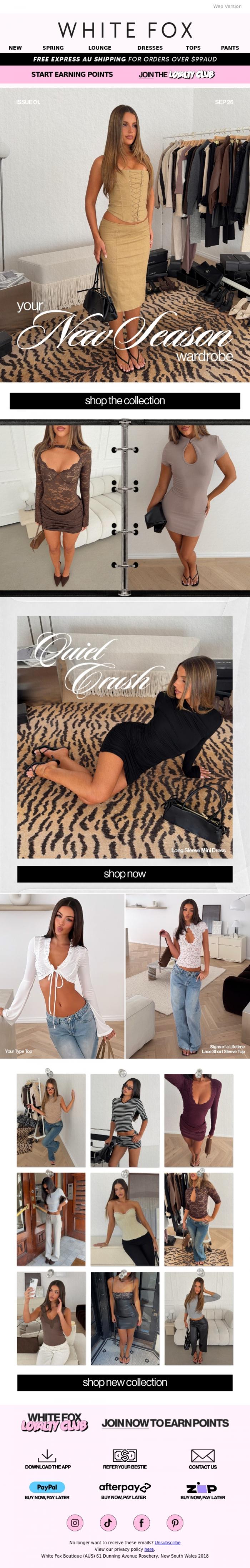 Email Design Inspiration from White Fox Boutique, Your new season lookbook ✨