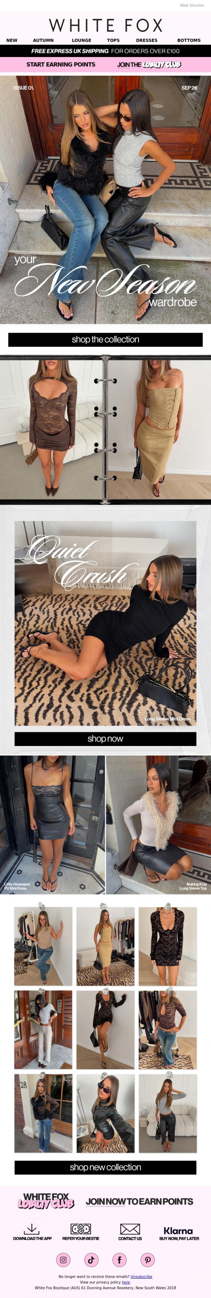 Email Design Inspiration from White Fox Boutique, Your new season lookbook 🍂