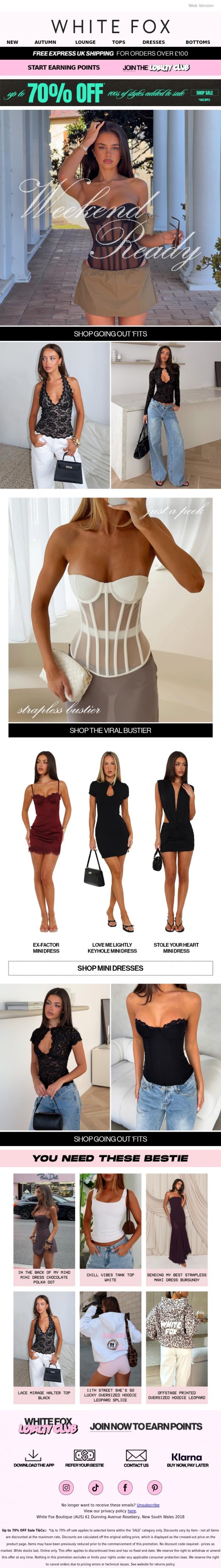 Email Design Inspiration from White Fox Boutique, Still on for tonight? 🍸🪩