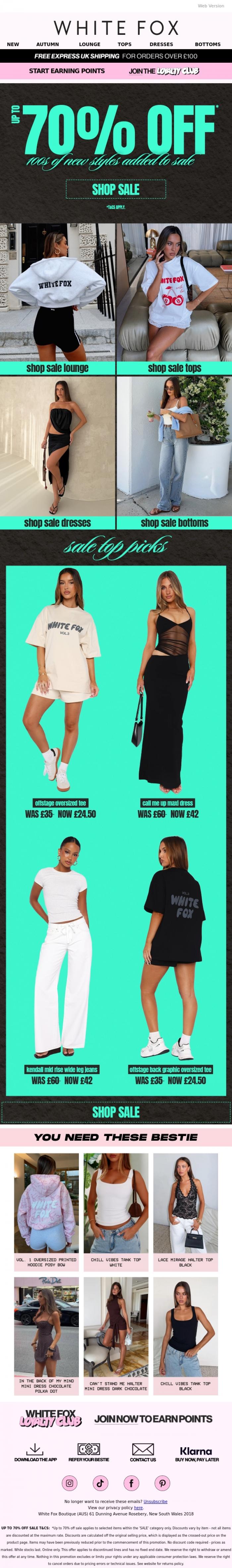 Email Design Inspiration from White Fox Boutique, 100s of styles added to sale! 🚨