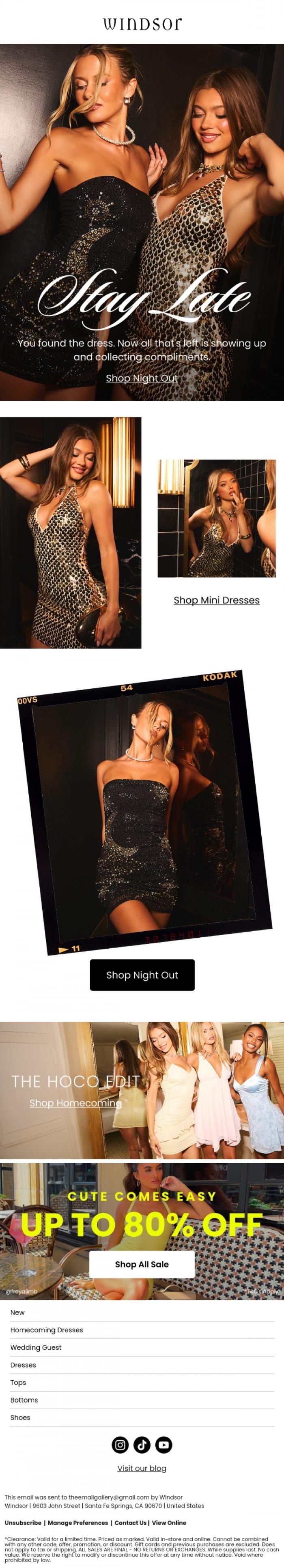 Email Design Inspiration from Windsor, Hot. Cute. Ready for whatever.