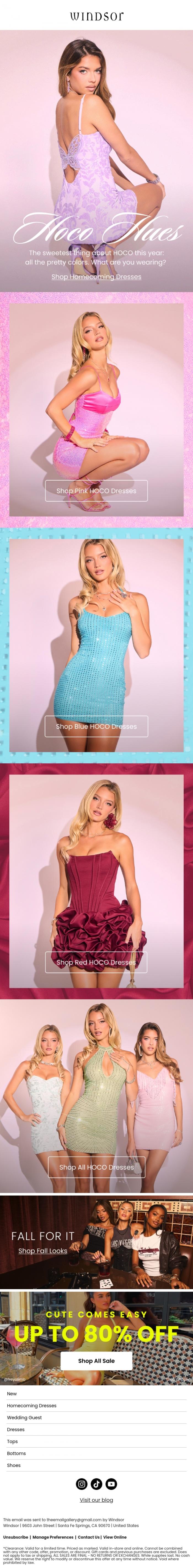 Email Design Inspiration from Windsor, What color are you wearing for HOCO?