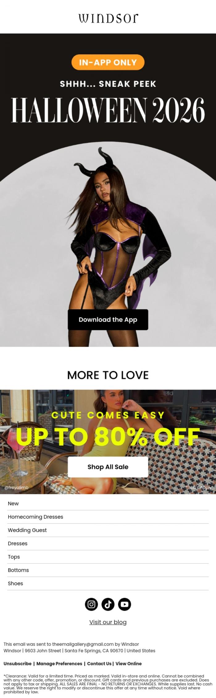 Email Design Inspiration from Windsor, Pssst, Halloween is coming soon.
