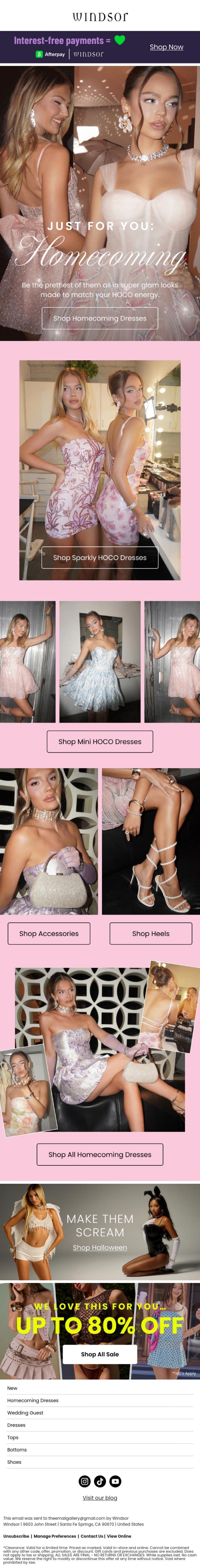 Email Design Inspiration from Windsor, Your HOCO. Your vibe. Your look. ✨