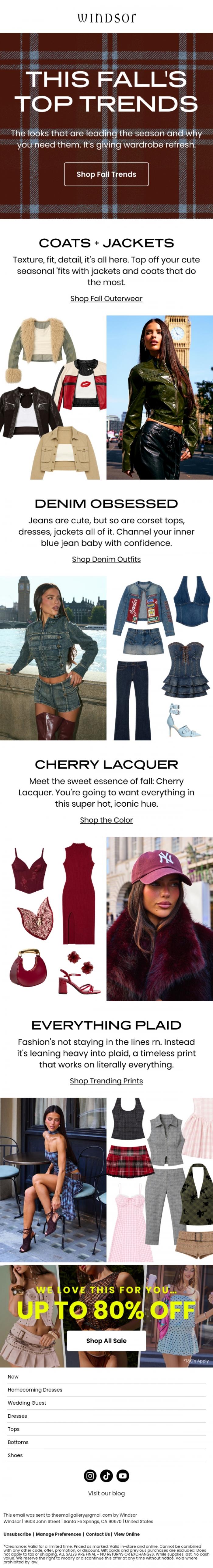 Email Design Inspiration from Windsor, Fall's top trends