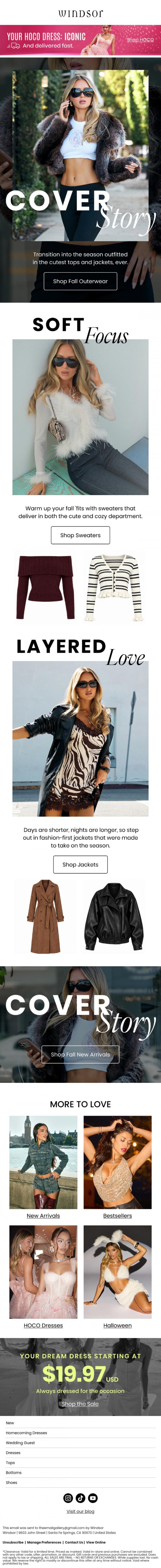 Email Design Inspiration from Windsor, Sweaters, jackets and you