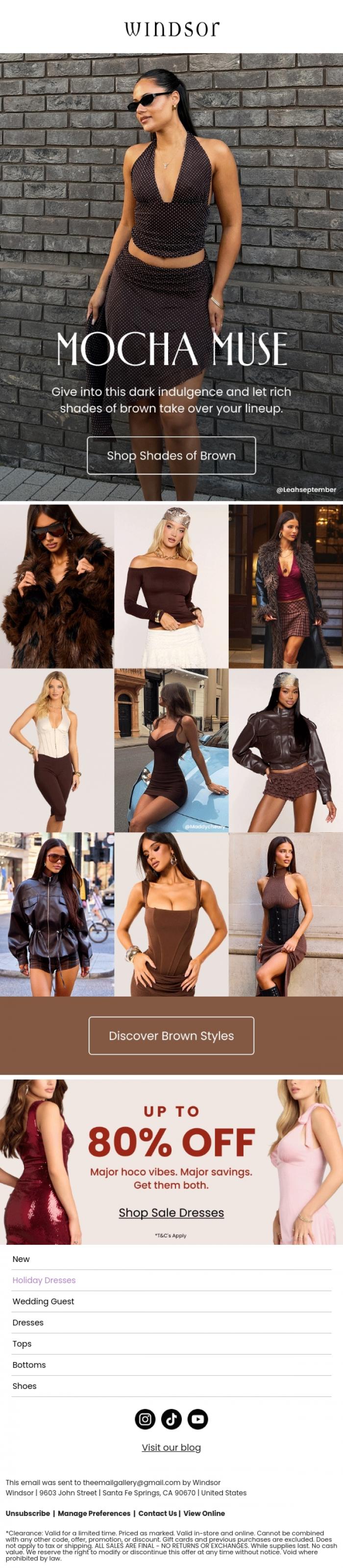 Email Design Inspiration from Windsor, Currently crushing on brown 🤎