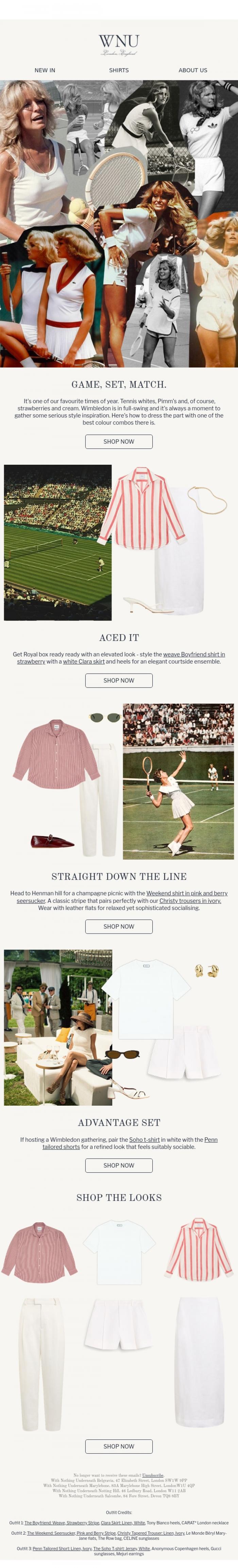 Email Design Inspiration from With Nothing Underneath, Strawberries & Cream