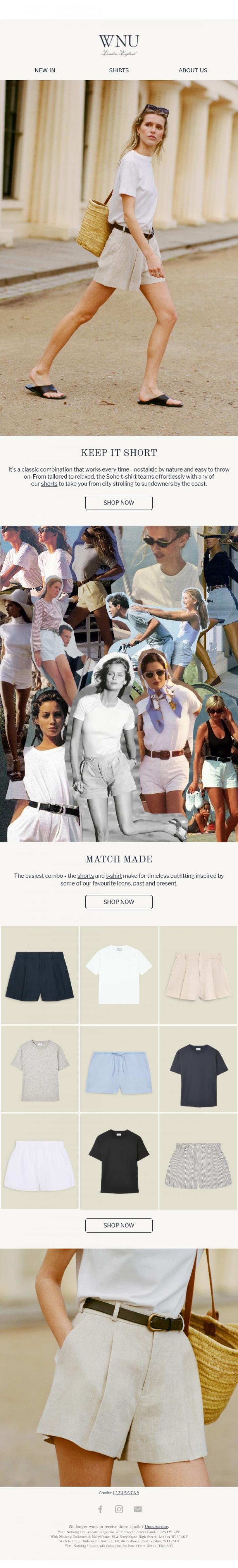 Email Design Inspiration from With Nothing Underneath, T-shirt weather