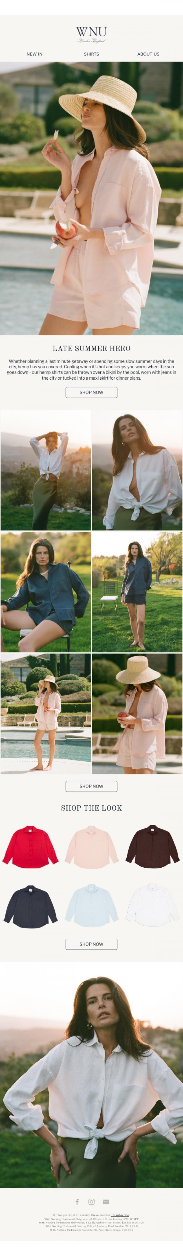Email Design Inspiration from With Nothing Underneath, Late summer style