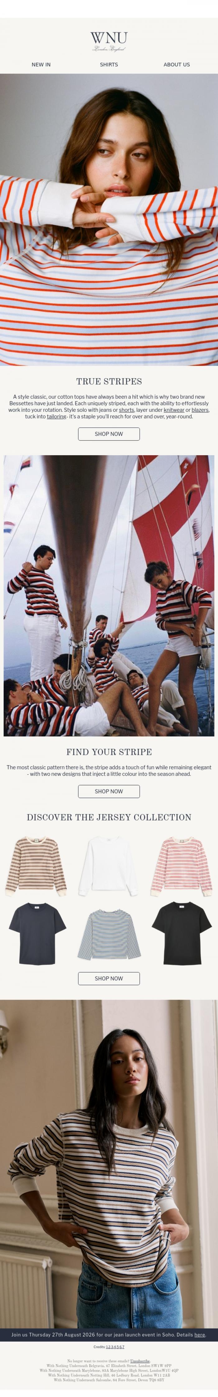 Email Design Inspiration from With Nothing Underneath, She's back. The Bessette, but new