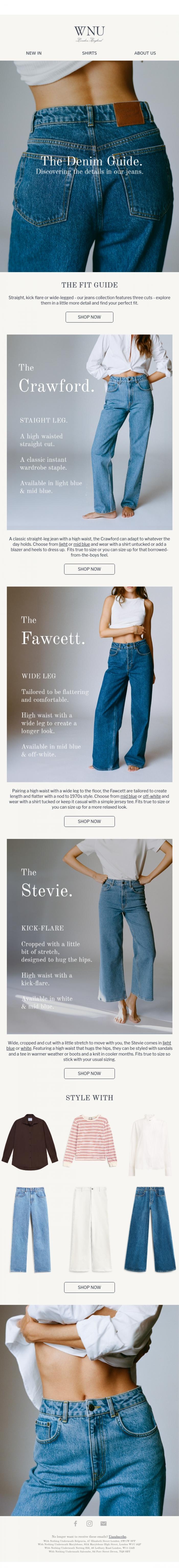 Email Design Inspiration from With Nothing Underneath, The WNU jeans fit guide