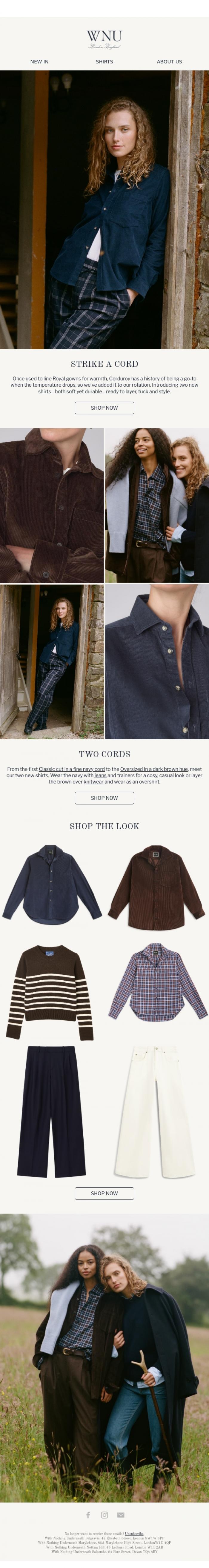 Email Design Inspiration from With Nothing Underneath, Introducing all new corduroy