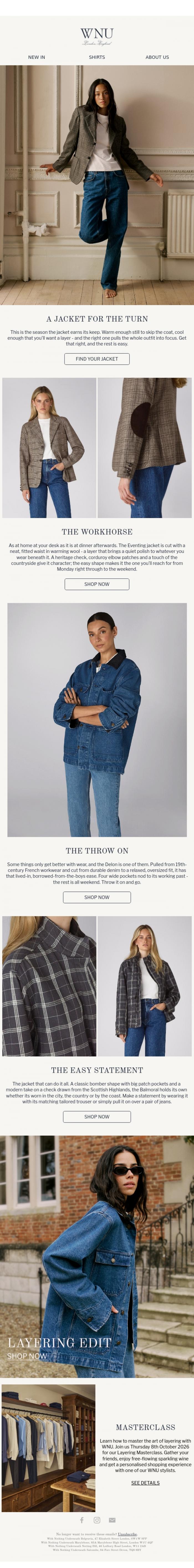 Email Design Inspiration from With Nothing Underneath, Autumn, meet your jacket