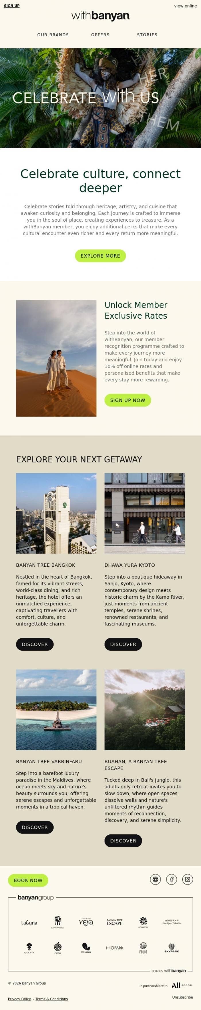 Email Design Inspiration from withBanyan, Celebrate culture, connect deeper