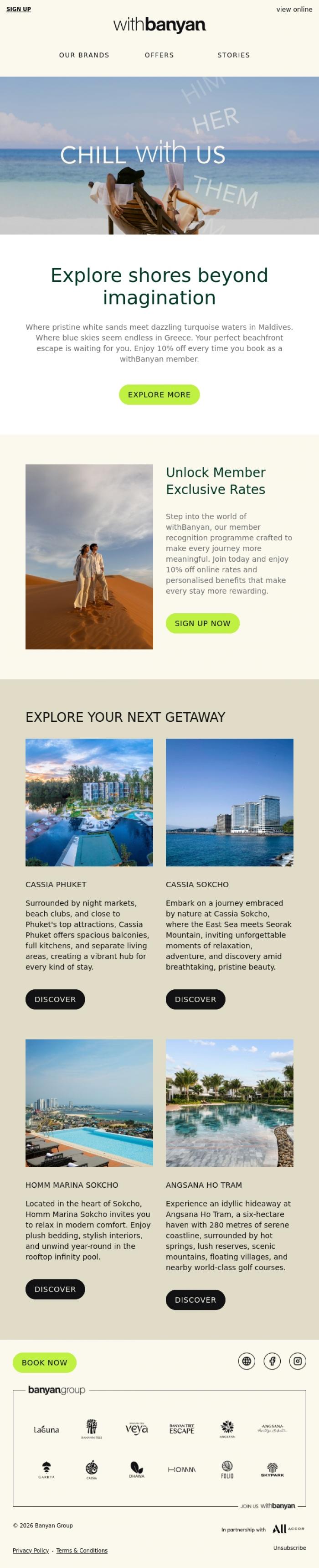 Email Design Inspiration from withBanyan, Explore shores beyond imagination