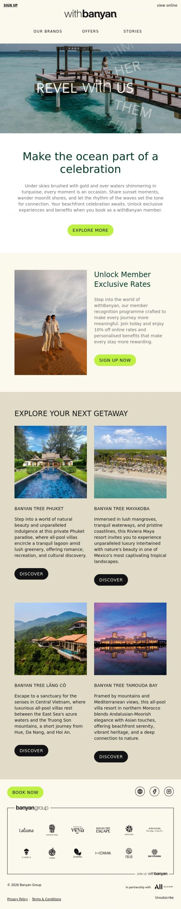 Email Design Inspiration from withBanyan, Make the ocean part of a celebration