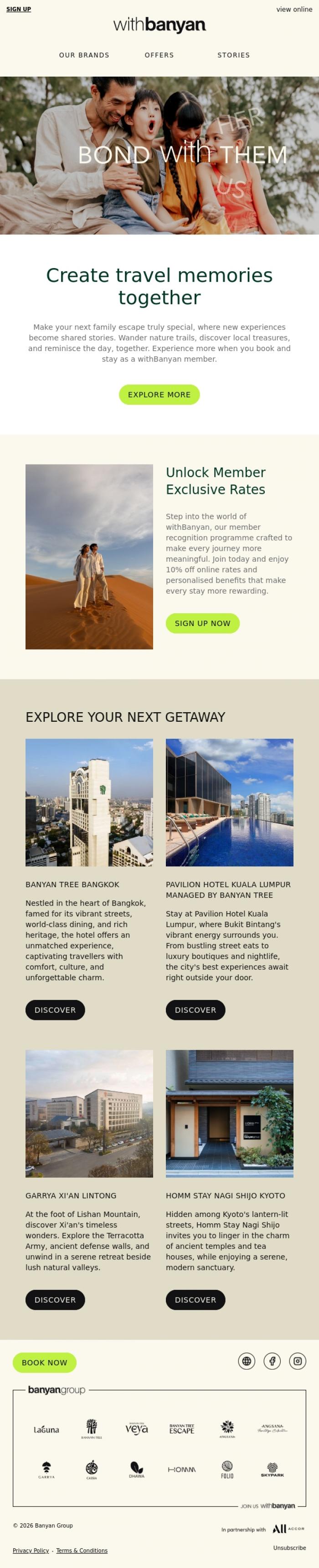 Email Design Inspiration from withBanyan, Create travel memories together