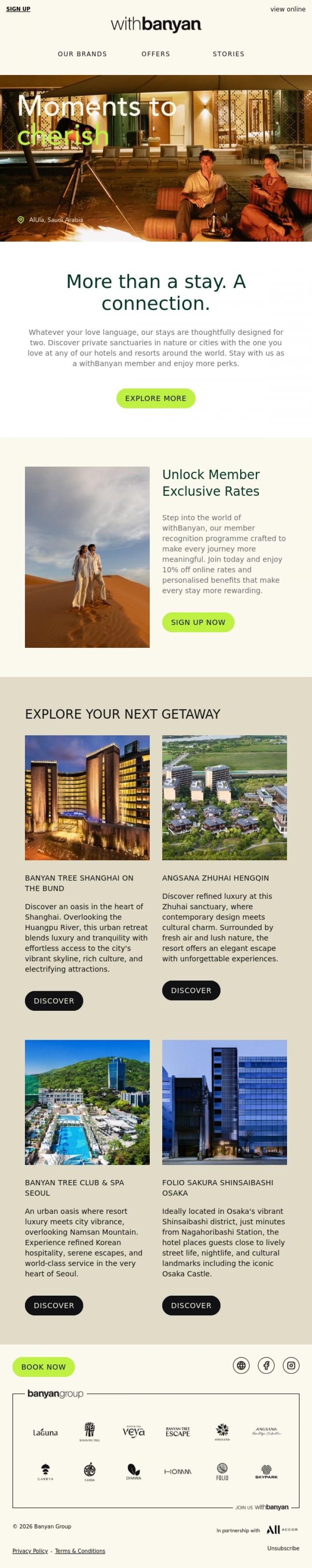 Email Design Inspiration from withBanyan, More than a stay. A connection.