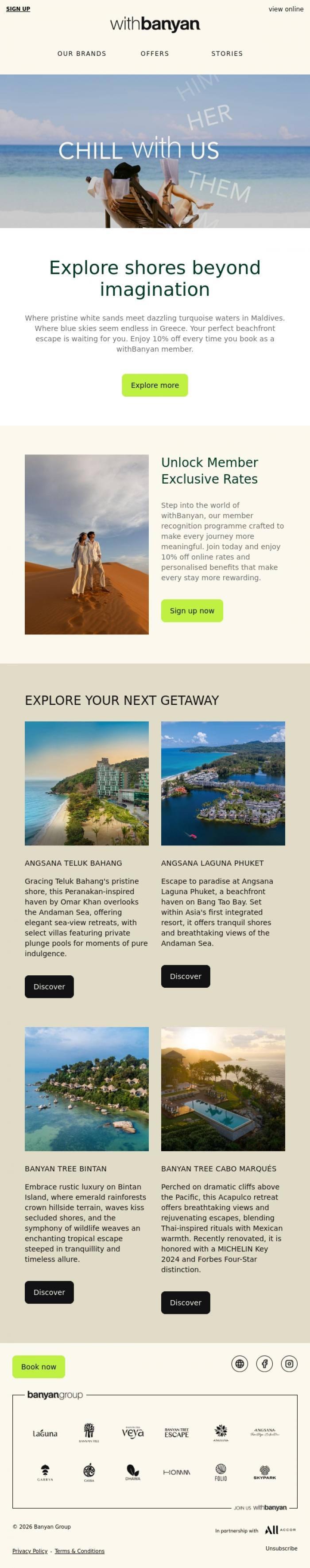 Email Design Inspiration from withBanyan, Explore shores beyond imagination