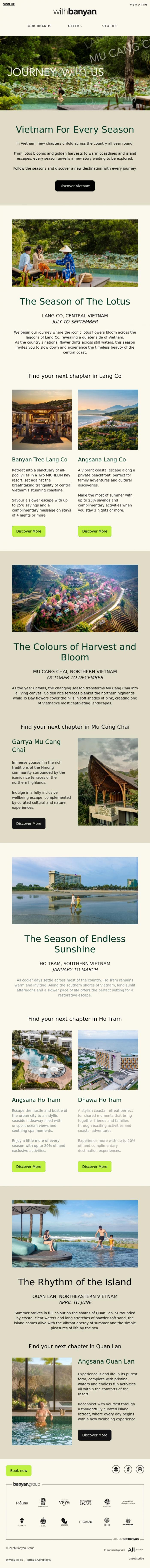 Email Design Inspiration from withBanyan, Vietnam For Every Season