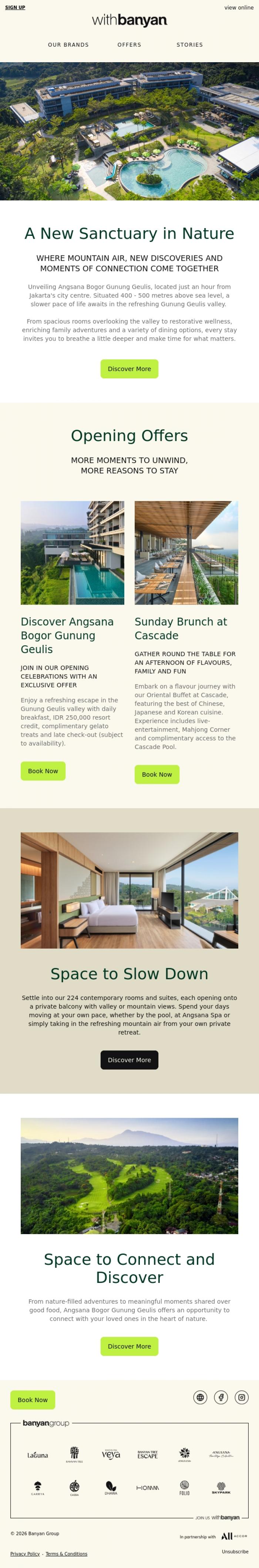 Email Design Inspiration from withBanyan, Discover Angsana Bogor Gunung Geulis