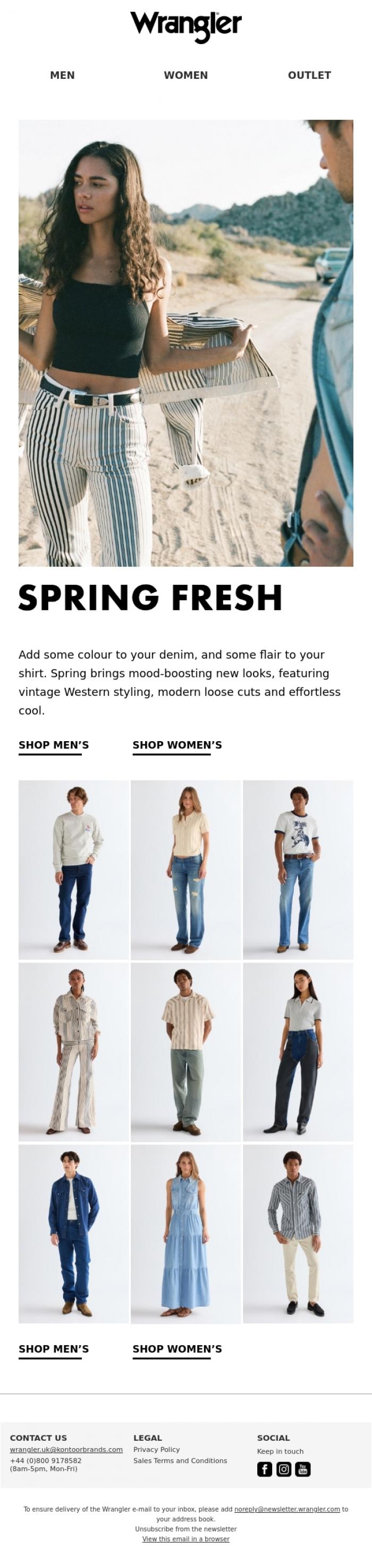 Email Design Inspiration from Wrangler, Spring's freshest new looks 💐