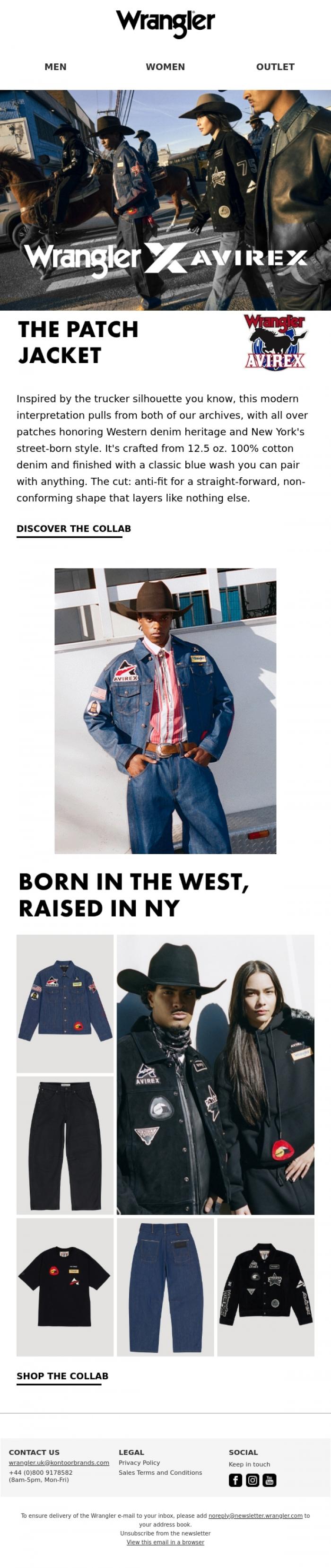 Email Design Inspiration from Wrangler, Wrangler x Avirex: Authentic American Style​
