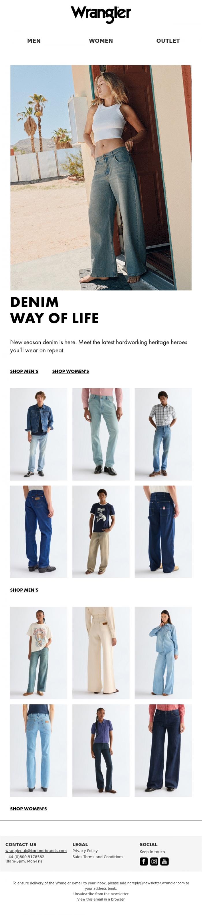 Email Design Inspiration from Wrangler, Spring denim gets fresh 💐