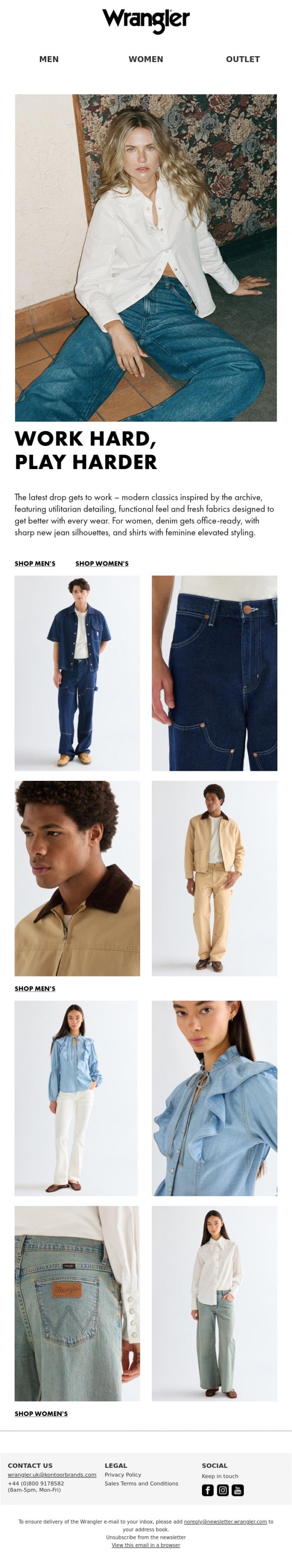 Email Design Inspiration from Wrangler, New season workwear