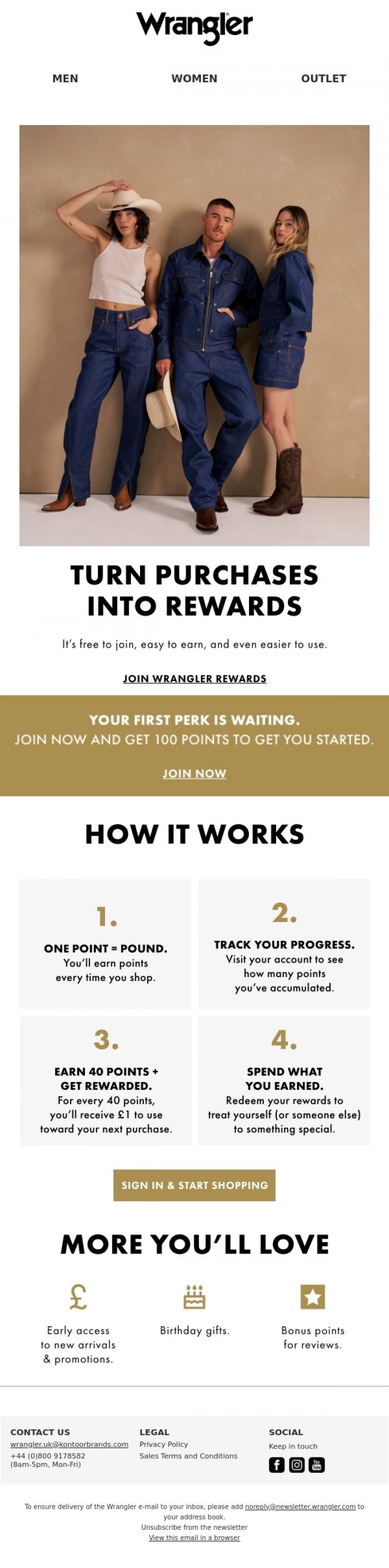 Email Design Inspiration from Wrangler, Wrangler Rewards, Reimagined