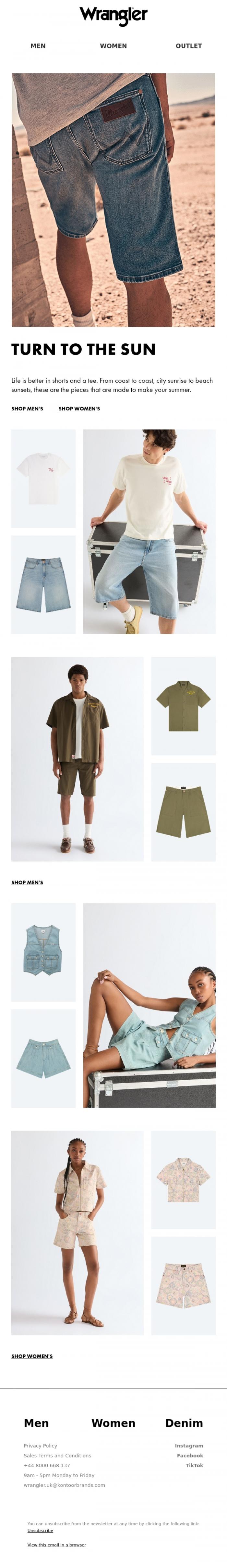 Email Design Inspiration from Wrangler, New: sunshine-ready looks