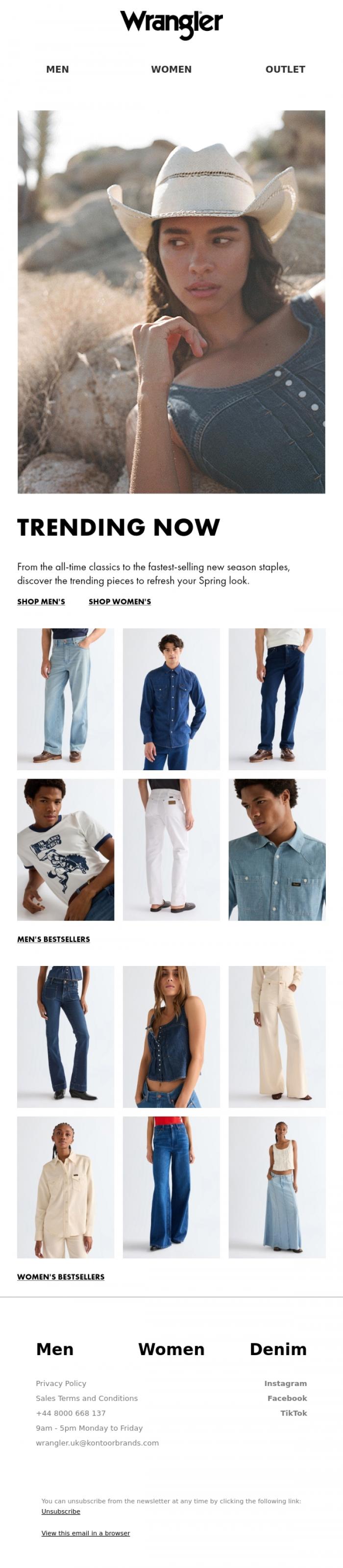Email Design Inspiration from Wrangler, Discover the hottest bestsellers