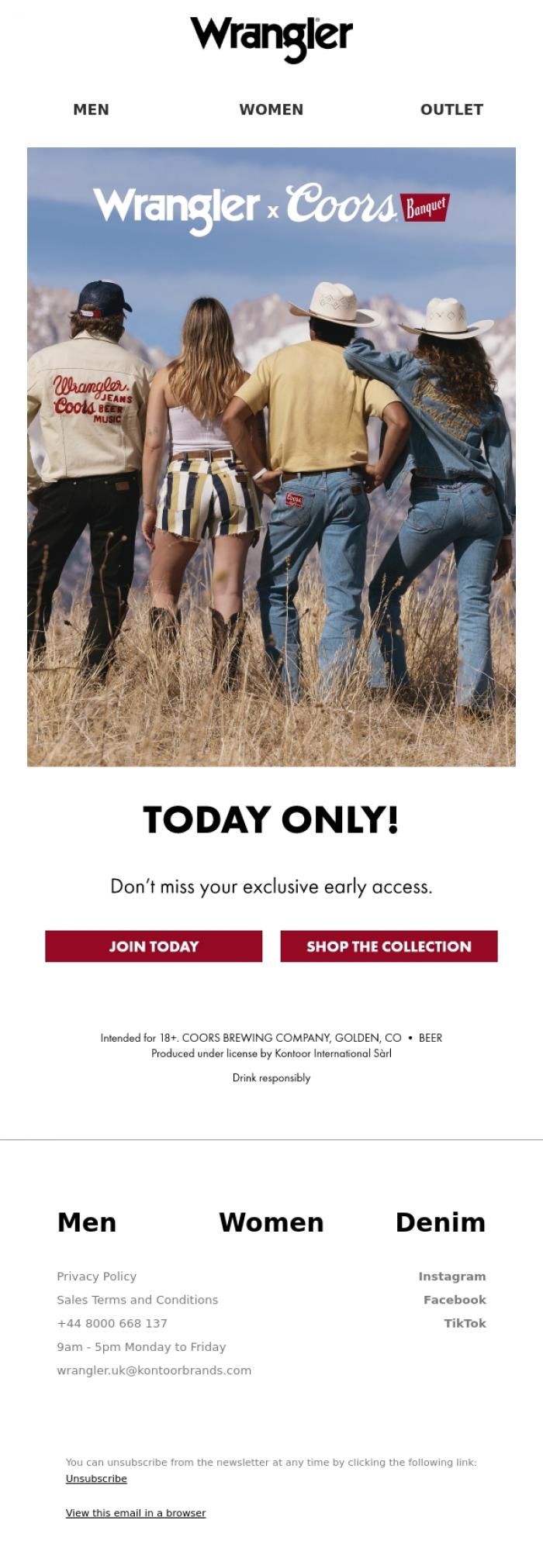 Email Design Inspiration from Wrangler, Early access starts NOW!