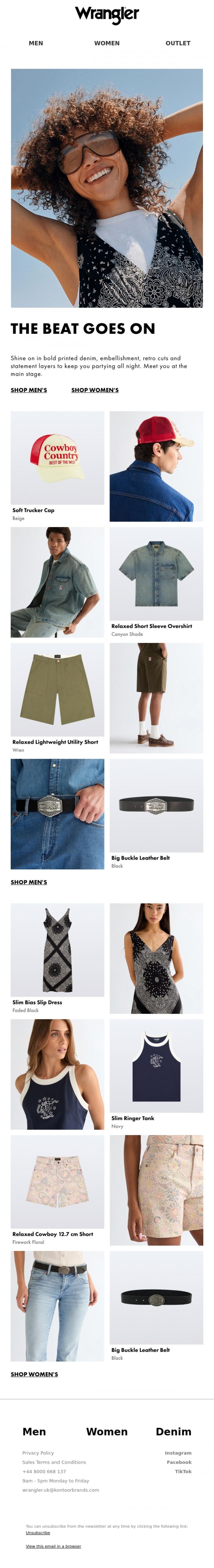Email Design Inspiration from Wrangler, Festival style rocks